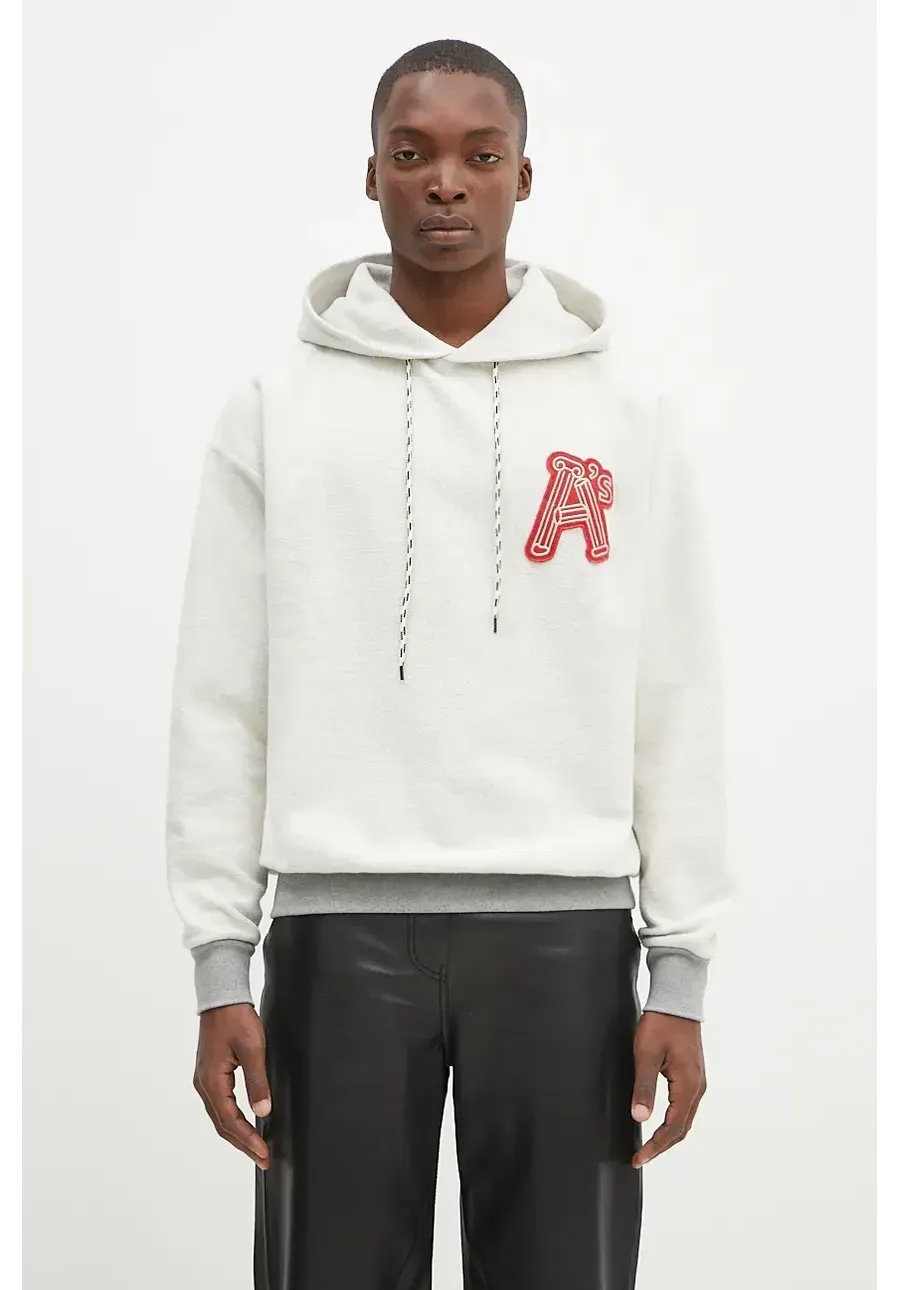 obrazek 1 Aries bluza bawełniana Reverse Column A Hoodie męska kolor szary z kapturem z aplikacją AR2001202