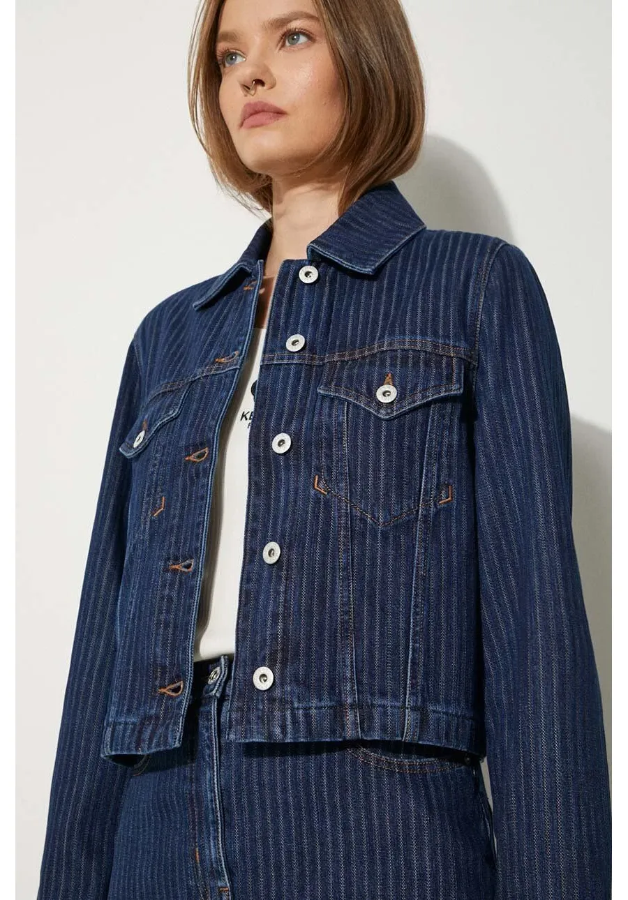 obrazek 1 Kenzo kurtka jeansowa Trucker Jacket Stripped damska kolor niebieski przejściowa FE62DV2456F2.DD