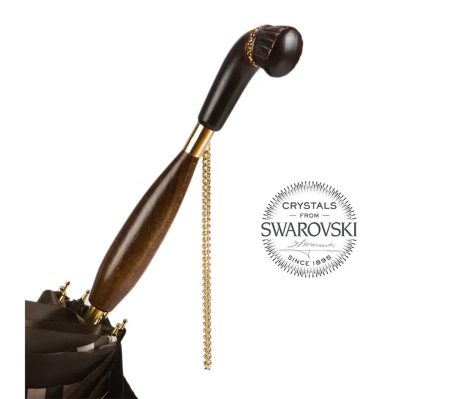 obrazek 4 Klasyczny elegancki parasol damski w czarno-białe paski – Pasotti
