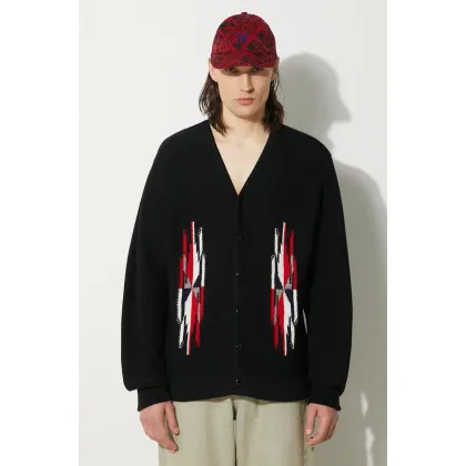 Zdjęcie Needles kardigan wełniany V Neck kolor czarny OT268