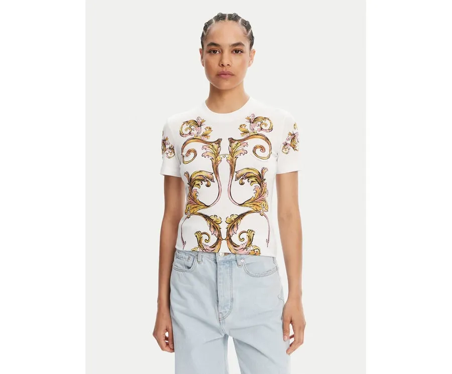 obrazek 1 Versace Jeans Couture T-Shirt 78HAH6P8 Biały Slim Fit