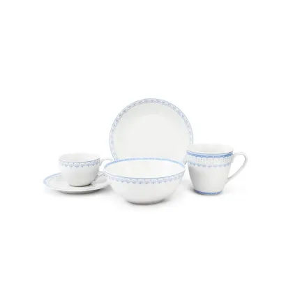 Zdjęcie Czeski 5-elementowy zestaw śniadaniowy z porcelany w kolorze jasnoniebieskim z kolekcji HyggeLine – wariant 3 – Leander