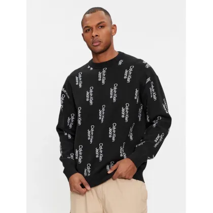 Zdjęcie Calvin Klein Jeans Sweter Stacked Logo Aop Sweater J30J325287 Czarny Regular Fit