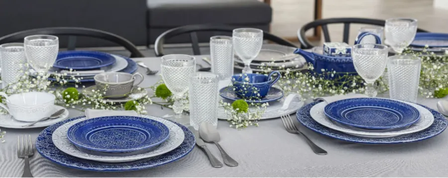 obrazek 2 Niebieska filiżanka ceramiczna z podstawką do jadalni - Bordallo Pinheiro
