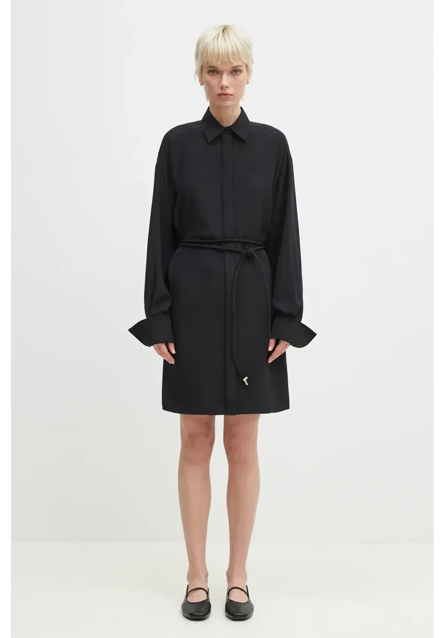 obrazek 1 Sportmax sukienka jedwabna Eolie kolor czarny mini prosta 2512221031600
