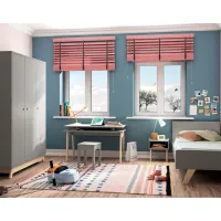 Picture MADAVIN desk with legs in natural lacquered birch wood - Mathy by Bols