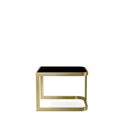 Zdjęcie Niski stolik kawowy z mosiężną konstrukcją H.45xL.60xP.60 cm