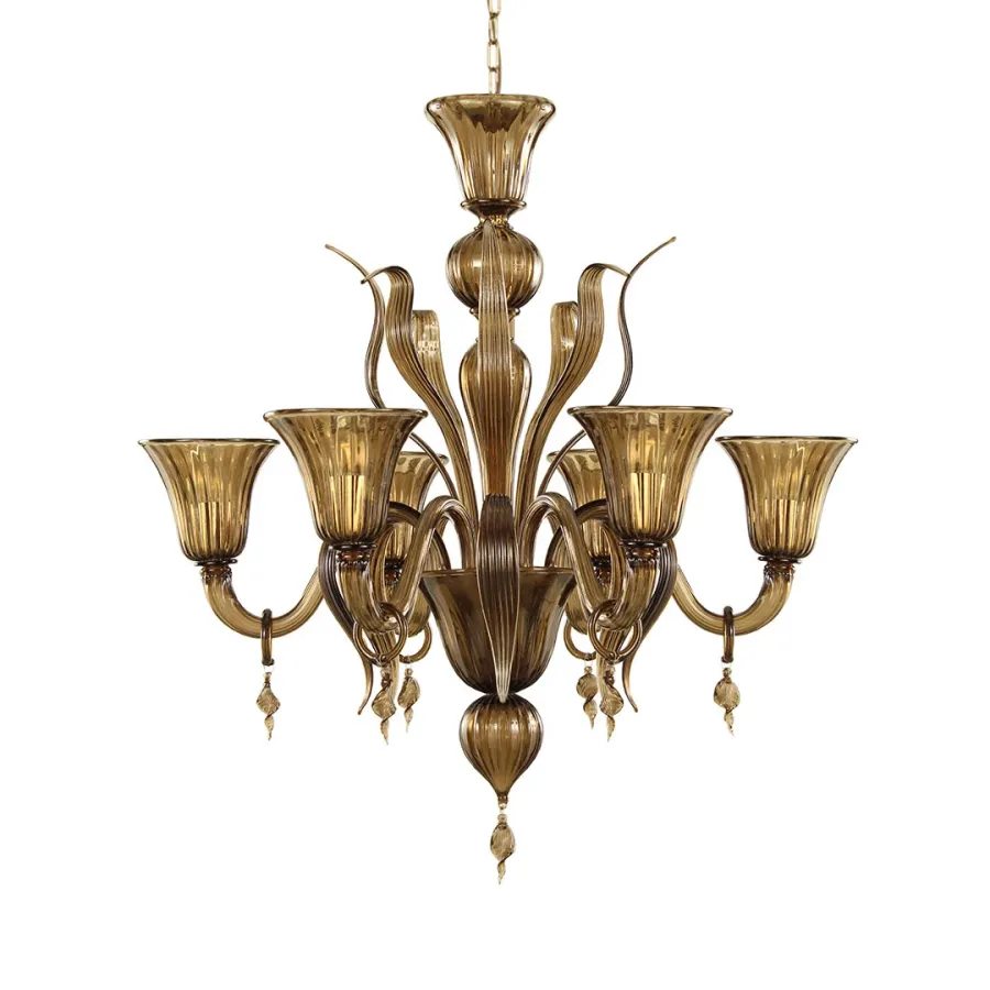 obrazek 2 Fantastyczna włoska lampa sufitowa wykonana ręcznie ze szkła murano