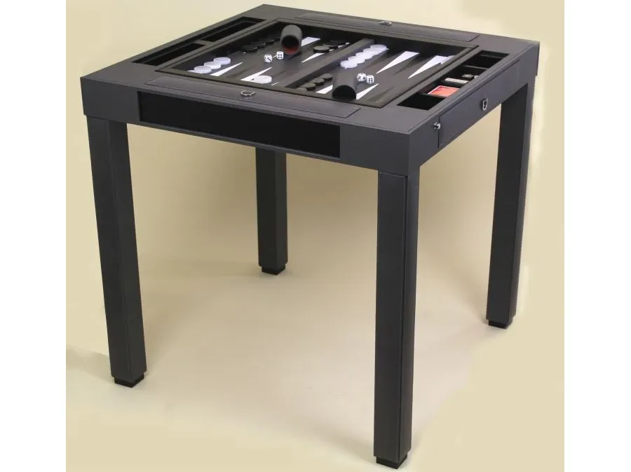 obrazek 2 Drewniany stół do Backgammon z obrotowym blatem i skórzanym pokryciem