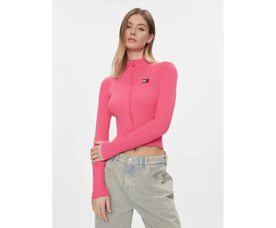 obrazek 1 Tommy Jeans Kardigan DW0DW17243 Różowy Slim Fit