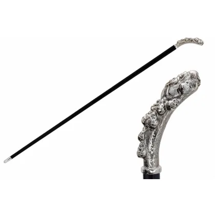 Zdjęcie Klasyczna czarna laska z oryginalną zdobioną rączką – Pasotti