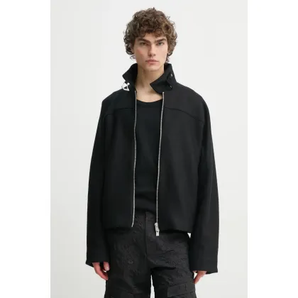 Zdjęcie Heliot Emil kurtka wełniana kolor czarny przejściowa oversize PRESS25_M_02_146_BLK01