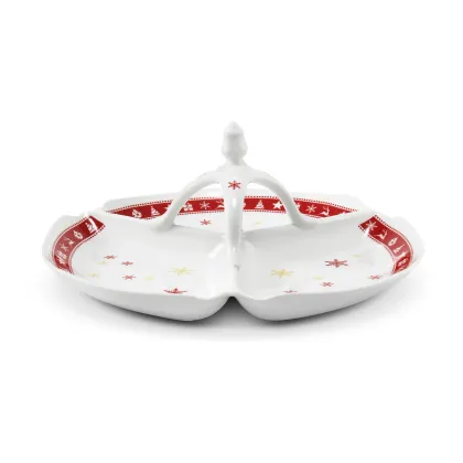 Zdjęcie Stylowa płaska patera z porcelany z bożonarodzeniowej kolekcji – Leander
