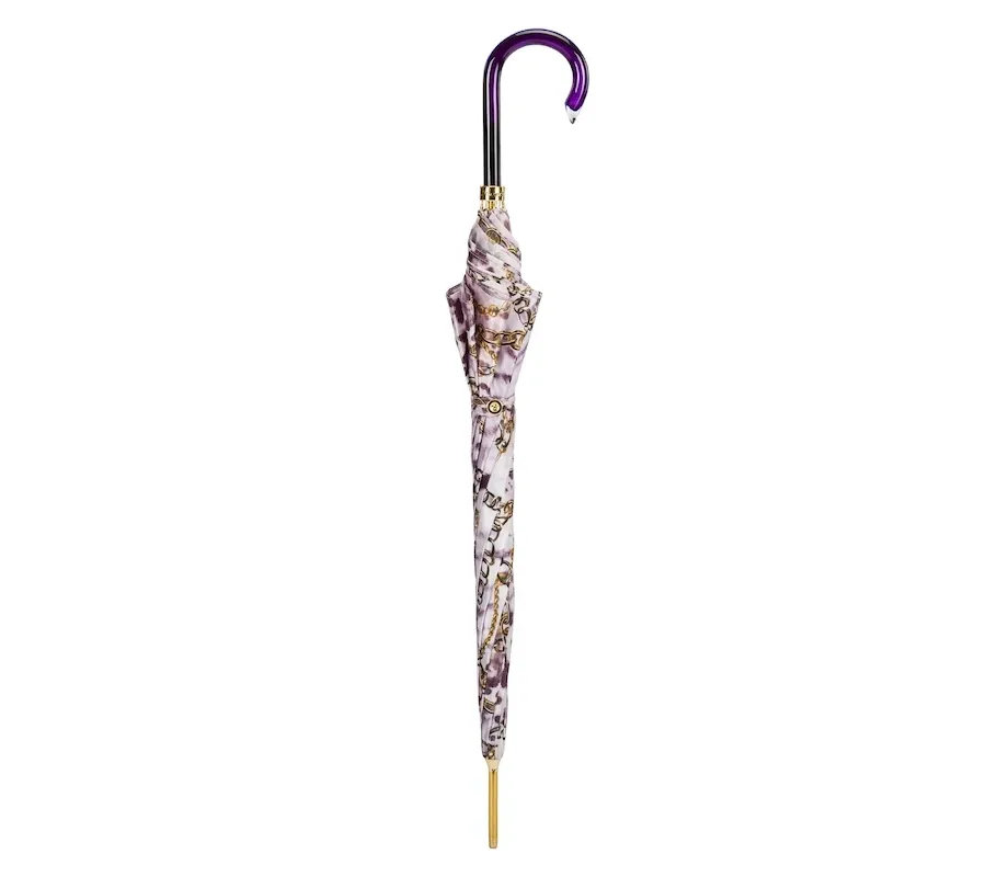 obrazek 2 Stylowy fioletowy parasol damski zdobiony subtelnym motywem – Pasotti