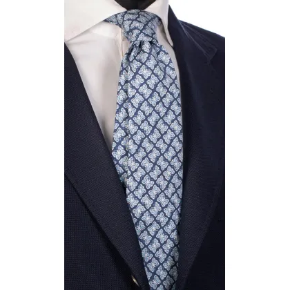 Zdjęcie Wyjątkowy krawat z bawełny w jasnoniebieskie motyle