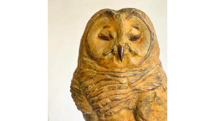 obrazek 3 Wspaniała rzeźba wykonana z brązu przedstawiająca brązową sowę - wyjątkowa ozdoba do salonu