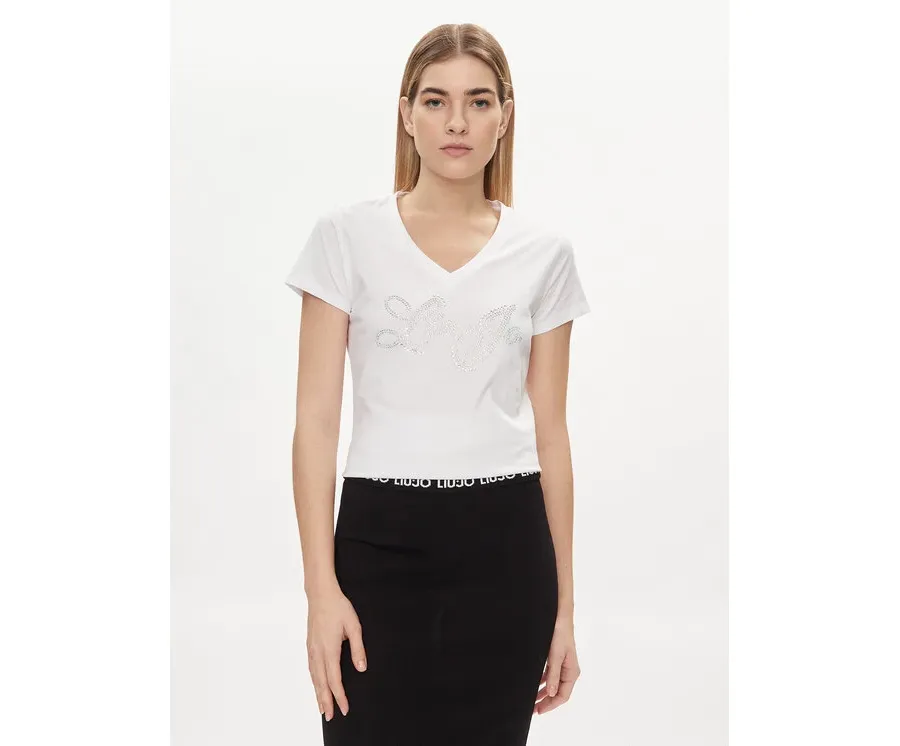 obrazek 1 Liu Jo T-Shirt MA4337 JS923 Écru Regular Fit
