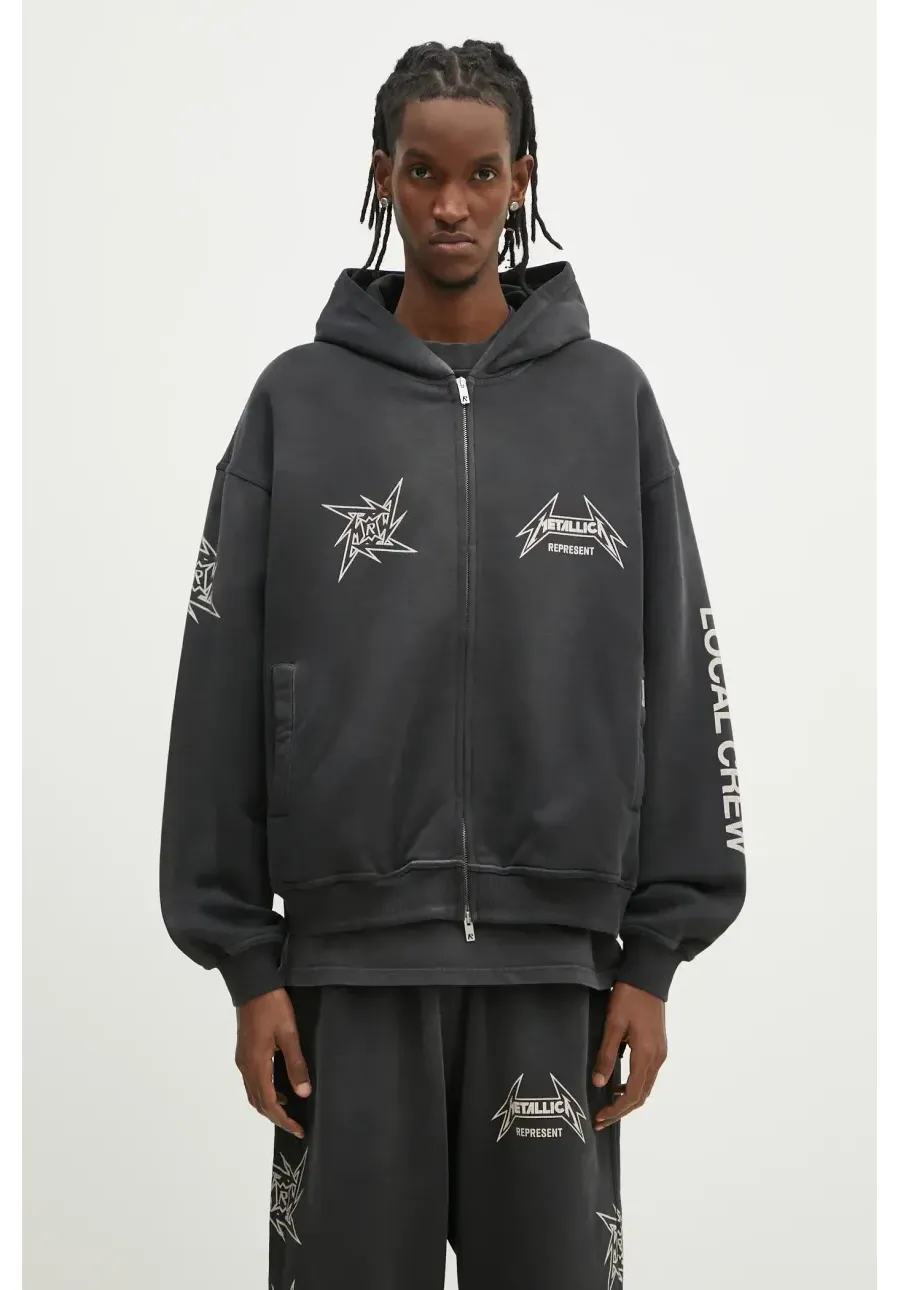 obrazek 1 Represent bluza bawełniana Metallica 40 Year Anniversary Zip-Thru Hoodie męska kolor czarny z kapturem wzorzysta MLM4370.230
