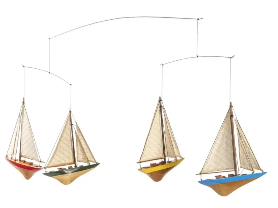 obrazek 2 Wisząca dekoracja - cztery kolorowe miniatury J-Yacht z lat 30. XX wieku dla miłośników żeglarstwa
