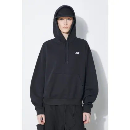 Zdjęcie New Balance bluza Sport Essentials damska kolor czarny z kapturem gładka WT41507BK