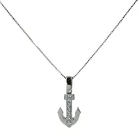 Picture Anchor necklace in gold and silver with zircons