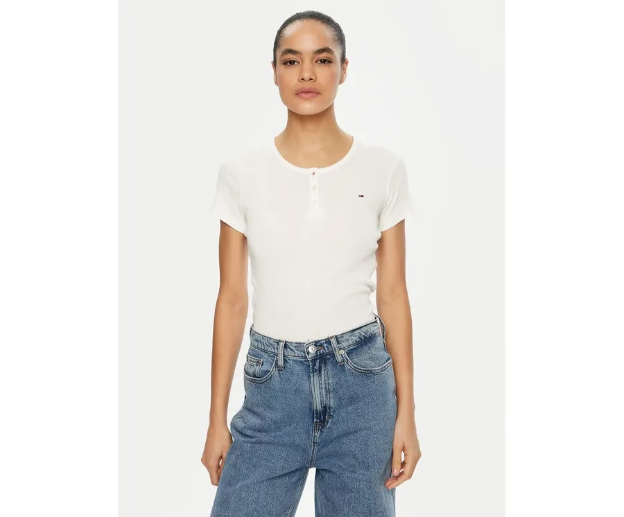 obrazek 1 Tommy Jeans T-Shirt DW0DW19502 Biały Slim Fit