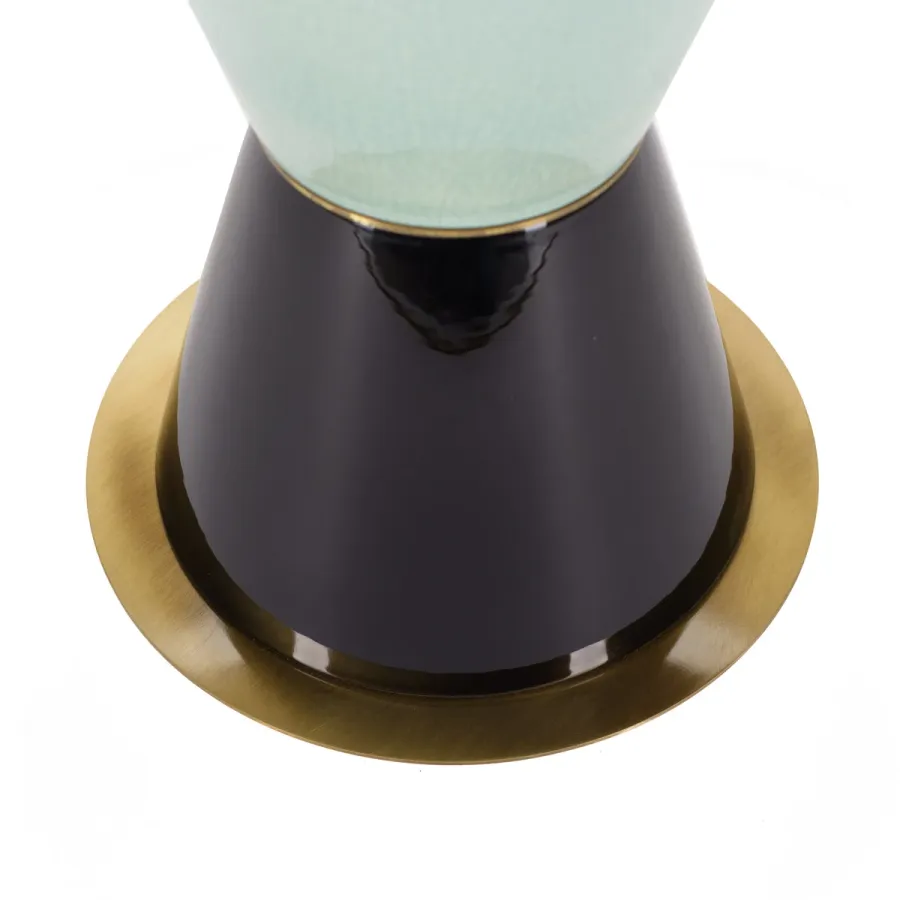 obrazek 2 Niski, okrągły stolik z trzema ceramicznymi elementami szkliwionymi H.45xDia.50 cm