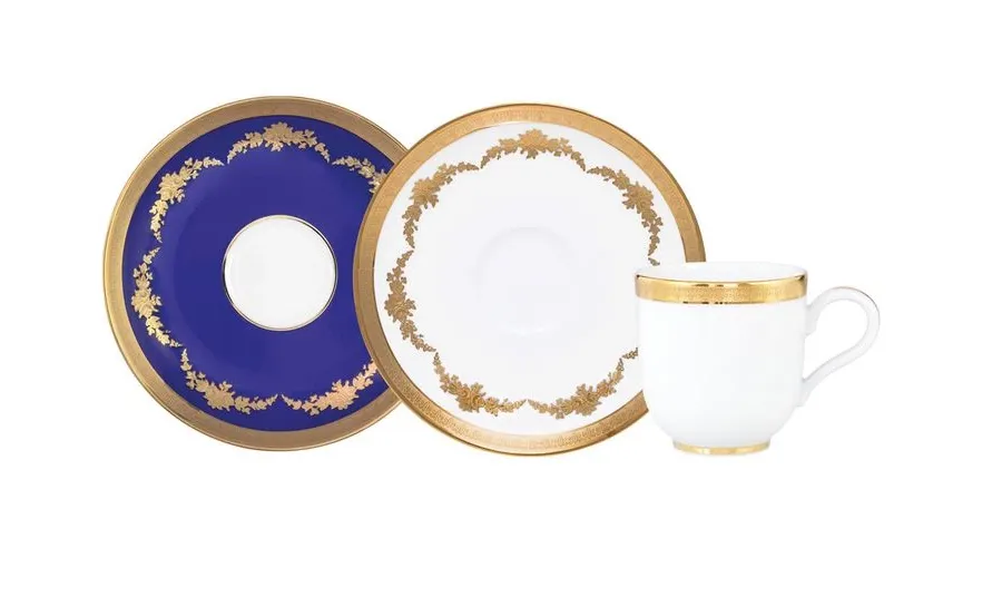 obrazek 1 Ekskluzywna porcelanowa filiżanka do kawy z 2 spodkami