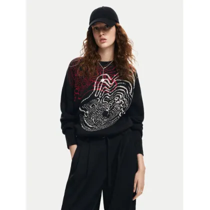 Zdjęcie Desigual Sweter Toulouse Lacroix 24WWJF54 Czarny Loose Fit
