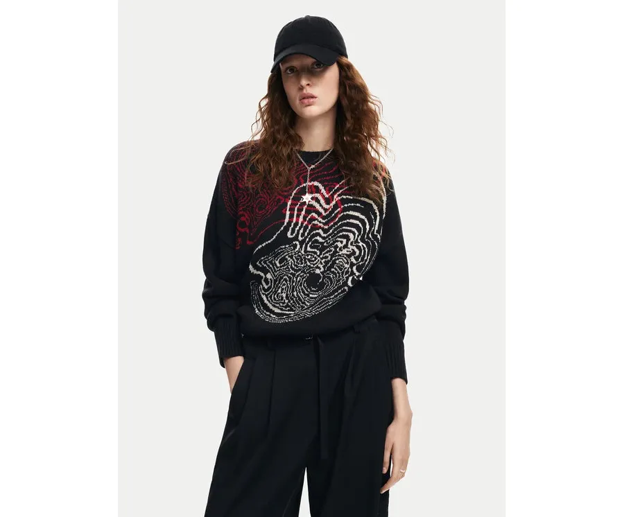 obrazek 1 Desigual Sweter Toulouse Lacroix 24WWJF54 Czarny Loose Fit