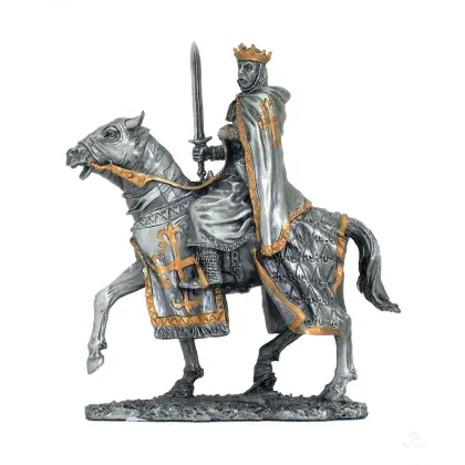 Zdjęcie Rycerz krzyżowiec na koniu - figurka z pewteru
