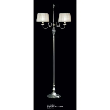 Zdjęcie Lampa podłogowa w polerowanym chromie z dwoma światłami z przezroczystą oliwką i kloszami - Il Paralume Marina