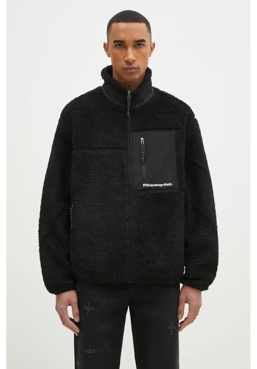 obrazek 1 thisisneverthat kurtka SP Sherpa Fleece Jacket męska kolor czarny przejściowa TN243BOWHS01