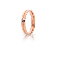 Picture A unique rose gold wedding ring with a diamond, width 3.20 mm