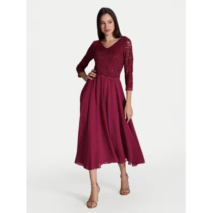 Zdjęcie Swing Sukienka koktajlowa 5AI08900 Bordowy Regular Fit