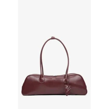 Zdjęcie Estro: Bordowa torebka damska na ramię z długimi rączkami ze skóry naturalnej