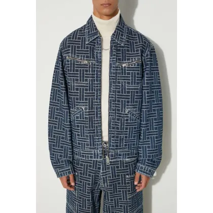 Zdjęcie Kenzo kurtka jeansowa Trucker Denim Jacket Weave męska kolor niebieski przejściowa oversize FE65DV3106J2.DD
