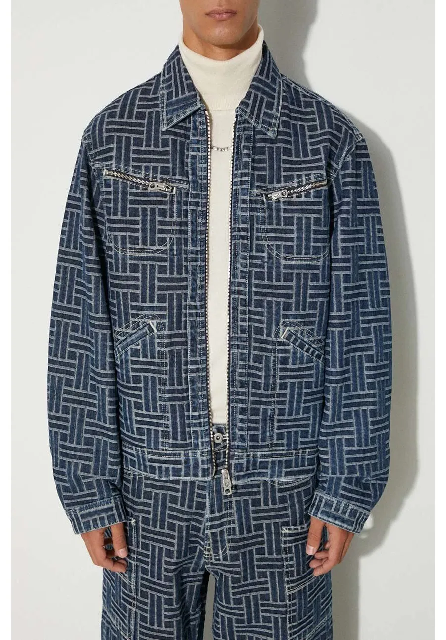 obrazek 1 Kenzo kurtka jeansowa Trucker Denim Jacket Weave męska kolor niebieski przejściowa oversize FE65DV3106J2.DD
