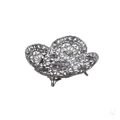 Picture Stylish round silver Butterfly basket - Zaramella Argenti
