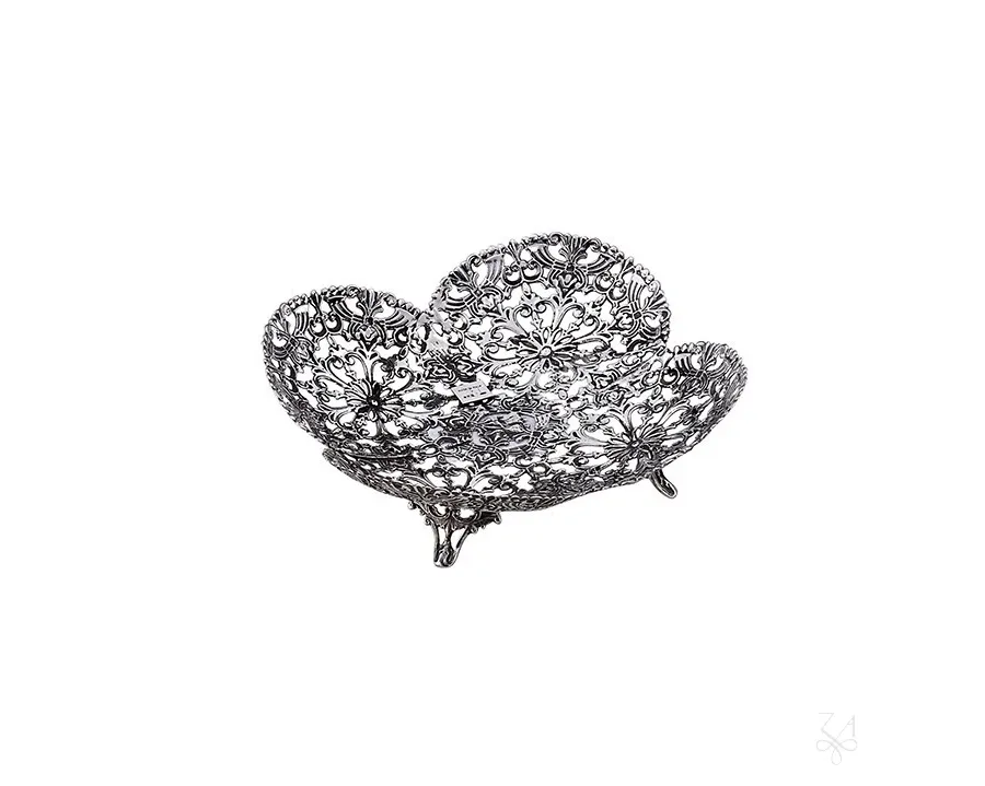 picture 1 Stylish round silver Butterfly basket - Zaramella Argenti