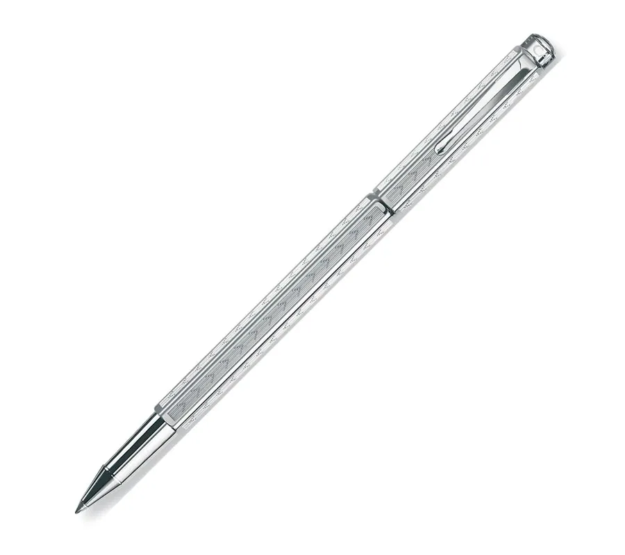 picture 1 Ecridor Roller Pen - Chevron silver-plated and rhodium-coated