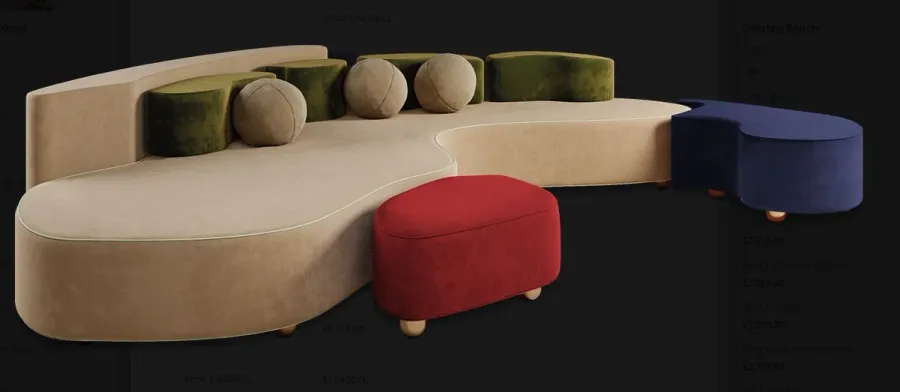 obrazek 2 Ekskluzywna sofa Mood tapicerowana bawełnianym aksamitem