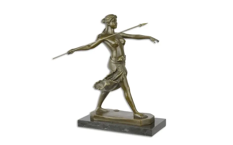 obrazek 1 Luksusowa rzeźba przedstawiająca wojowniczą amazonkę wykonana z brązu