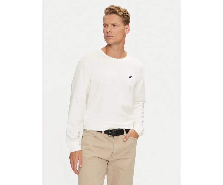 obrazek 1 Wrangler Longsleeve Sign Off 112357431 Biały Regular Fit