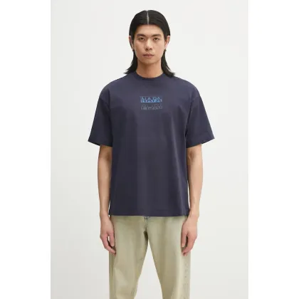 Zdjęcie Napapijri t-shirt bawełniany S-Cortona męski kolor granatowy z nadrukiem NP0A4ILQ1761