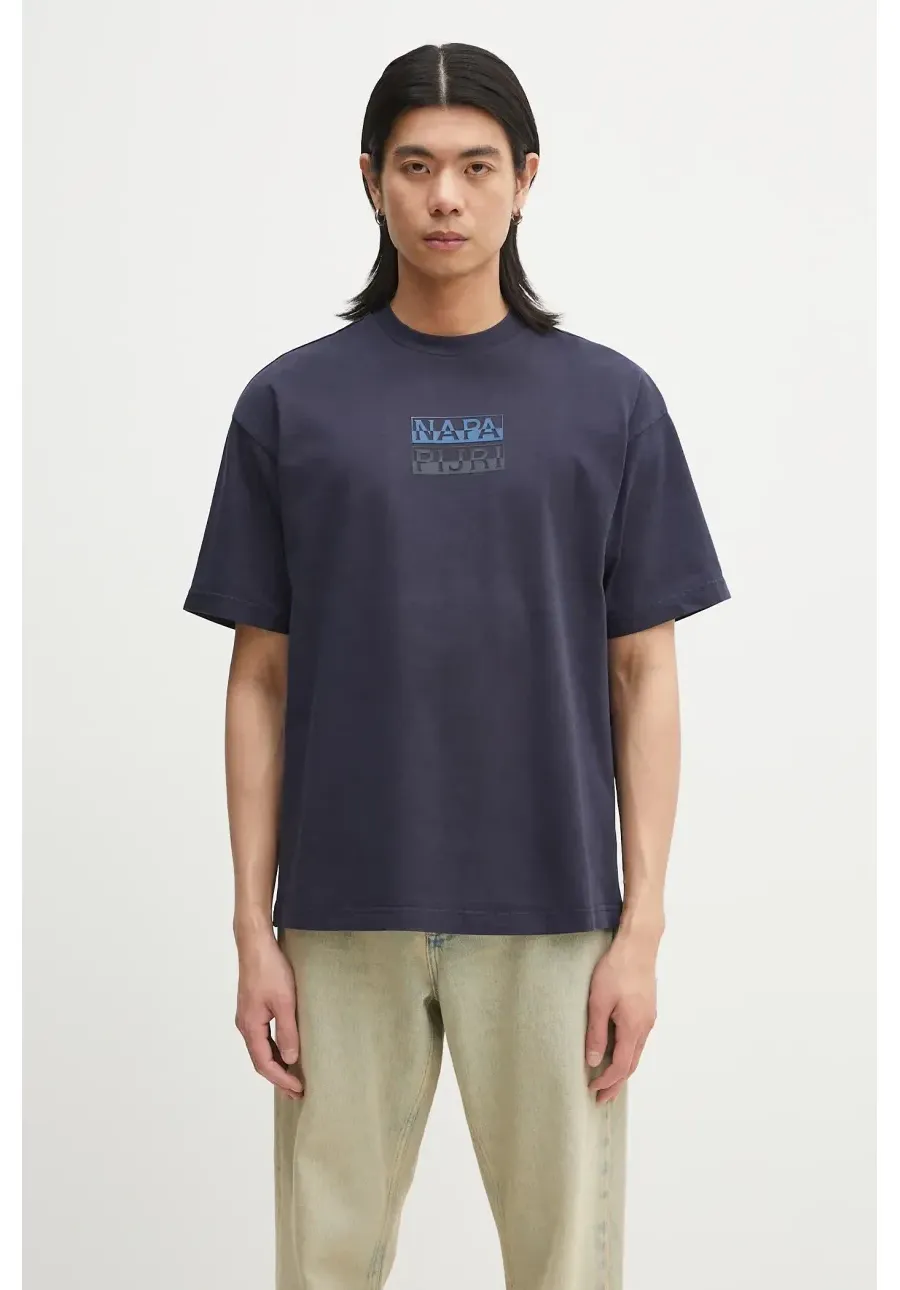 obrazek 1 Napapijri t-shirt bawełniany S-Cortona męski kolor granatowy z nadrukiem NP0A4ILQ1761