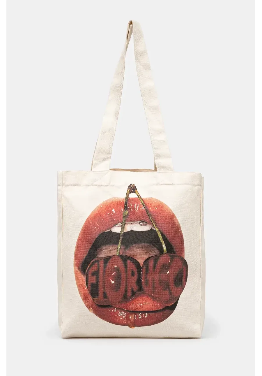 obrazek 1 Fiorucci torebka bawełniana Mouth Print kolor beżowy U01FPABA207CO03WH02