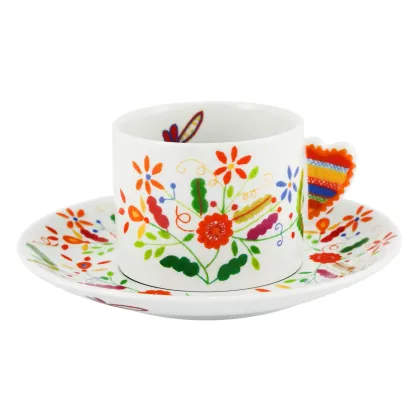 Picture Stylish Vila Verde tea cup and saucer with a Valentine's Day motif - Vista Alegre