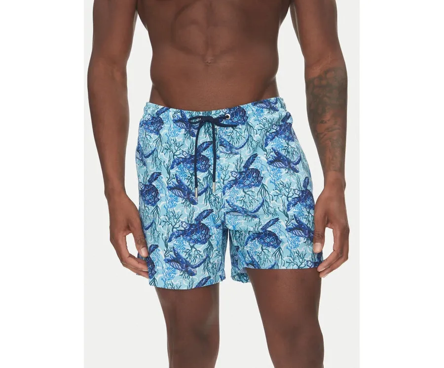 obrazek 1 HOM Szorty kąpielowe Tartane 402916 Niebieski Regular Fit