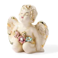 Zdjęcie Cudowna figurka ceramiczna na biurko - siedzący anioł